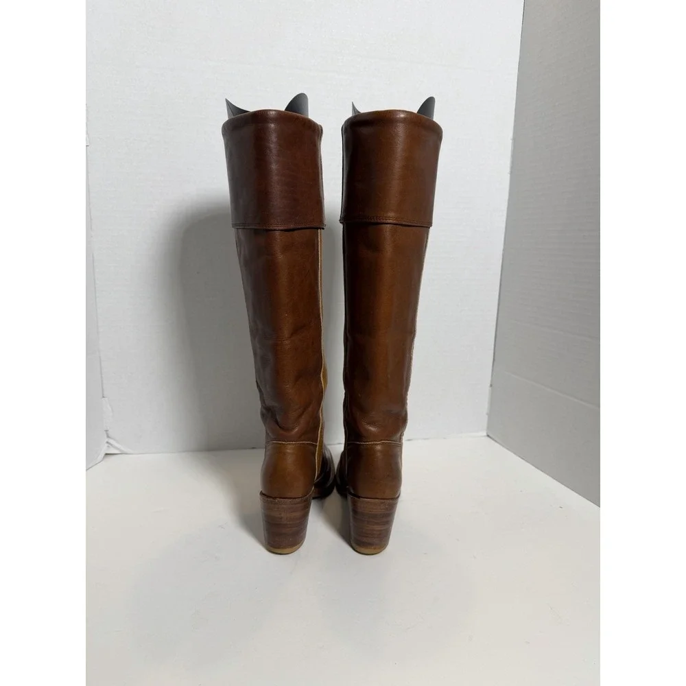 Vintage 1970's Frye Leather Cuffed Campus Boots -Women's 5